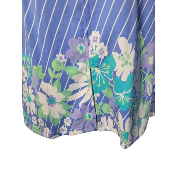 Bob Mackie Wearable Art Jacket Full Zip Size M Womens Blue Stripe Floral Vtg NWT - Picture 7 of 15